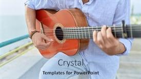  Presentation with classical guitar - PPT theme enhanced with young-hispanic-man-musician-playing background and a light blue colored foreground