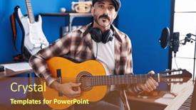  Presentation with classical music - Slide deck having young-hispanic-man-musician-playing background and a red colored foreground