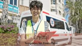  Presentation with nurse - Presentation theme consisting of young-hispanic-man-nurse-writing background and a coral colored foreground