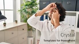  Presentation with drop - Presentation theme enhanced with young-hispanic-man-optician-applying background and a light gray colored foreground