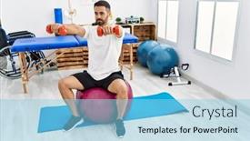  Presentation with rehab clinic - Slide deck consisting of young-hispanic-man-patient-having background and a light blue colored foreground