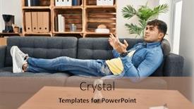  Presentation with psychology - Presentation design consisting of young-hispanic-man-patient-lying background and a coral colored foreground