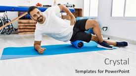  Presentation with rehab clinic - Presentation theme featuring young-hispanic-man-patient-smiling background and a white colored foreground