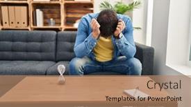  Presentation with stressed - Theme consisting of young-hispanic-man-patient-stressed background and a  colored foreground