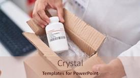  Presentation with pharmacy - PPT layouts enhanced with young-hispanic-man-pharmacist-holding background and a coral colored foreground