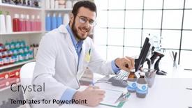  Presentation with medication - Theme enhanced with young-hispanic-man-pharmacist-holding background and a lemonade colored foreground