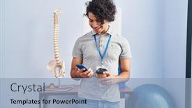  Presentation with rehab - Slide deck having young-hispanic-man-physiotherapist-using background and a light blue colored foreground