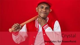  Presentation with infection - Presentation theme enhanced with young-hispanic-man-playing-baseball background and a red colored foreground