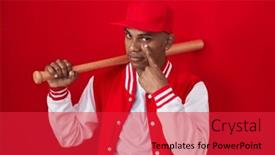  Presentation with baseball - Theme with young-hispanic-man-playing-baseball background and a red colored foreground