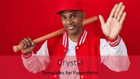  Presentation with saying - PPT layouts enhanced with young-hispanic-man-playing-baseball background and a red colored foreground