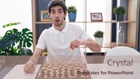  Presentation with chess - Presentation having young-hispanic-man-playing-chess background and a  colored foreground