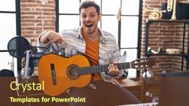  Presentation with music classic - Slides consisting of young-hispanic-man-playing-classic background and a tawny brown colored foreground