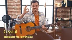  Presentation with music classic - Presentation having young-hispanic-man-playing-classic background and a tawny brown colored foreground