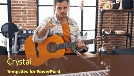  Presentation with music classic - Presentation theme having young-hispanic-man-playing-classic background and a  colored foreground