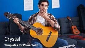  Presentation with music classic - Presentation featuring young-hispanic-man-playing-classic background and a  colored foreground