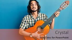  Presentation with classical - Cool new presentation theme with young-hispanic-man-playing-classical backdrop and a red colored foreground