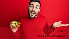  Presentation with intelligence - Cool new slide set with young-hispanic-man-playing-colorful backdrop and a crimson colored foreground