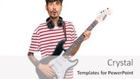  Presentation with electric guitar - Slides featuring young-hispanic-man-playing-electric background and a white colored foreground