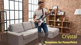  Presentation with electrical kilowatt hour electric meter - PPT theme consisting of young-hispanic-man-playing-electrical background and a tawny brown colored foreground