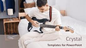  Presentation with electrical - Slides enhanced with young-hispanic-man-playing-electrical background and a lemonade colored foreground