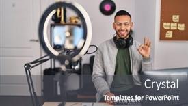  Presentation with recording - Theme featuring young-hispanic-man-playing-piano background and a  colored foreground