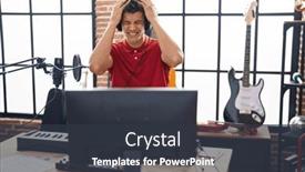  Presentation with piano keyboard - PPT theme with young-hispanic-man-playing-piano background and a  colored foreground