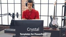  Presentation with piano keyboard - Slide deck enhanced with young-hispanic-man-playing-piano background and a dark gray colored foreground