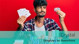  Presentation with poker chips - Audience pleasing presentation consisting of young-hispanic-man-playing-poker backdrop and a cyan colored foreground