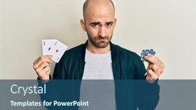  Presentation with poker chips - Cool new slides with young-hispanic-man-playing-poker backdrop and a ocean colored foreground