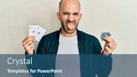  Presentation with poker chips - Beautiful slide deck featuring young-hispanic-man-playing-poker backdrop and a ocean colored foreground
