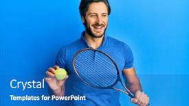  Presentation with tennis - Beautiful presentation design featuring young-hispanic-man-playing-tennis backdrop and a teal colored foreground