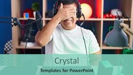  Presentation with video games playing - PPT theme enhanced with young-hispanic-man-playing-video background and a  colored foreground