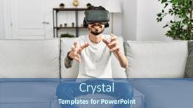  Presentation with video game - Theme consisting of young-hispanic-man-playing-video background and a ocean colored foreground