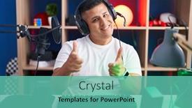  Presentation with video games playing - Presentation theme having young-hispanic-man-playing-video background and a  colored foreground