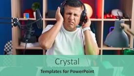  Presentation with video games playing - Presentation consisting of young-hispanic-man-playing-video background and a  colored foreground