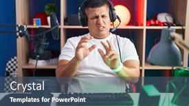  Presentation with what is video gaming - Theme enhanced with young-hispanic-man-playing-video background and a ocean colored foreground