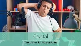  Presentation with injury - Presentation theme consisting of young-hispanic-man-playing-video background and a seafoam green colored foreground