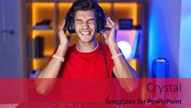  Presentation with noise - Presentation consisting of young-hispanic-man-playing-video background and a  colored foreground