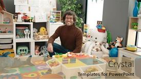  Presentation with preschool - Slide set having young-hispanic-man-preschool-teacher background and a coral colored foreground