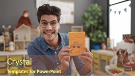  Presentation with preschool - Presentation with young-hispanic-man-preschool-teacher background and a coral colored foreground