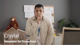  Presentation with preschool - Presentation having young-hispanic-man-preschool-teacher background and a gray colored foreground