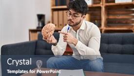  Presentation with psychology - Slide set enhanced with young-hispanic-man-psychologist-pointing background and a ocean colored foreground