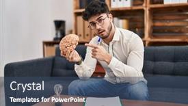  Presentation with psychology - Theme enhanced with young-hispanic-man-psychologist-pointing background and a ocean colored foreground