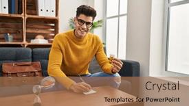  Presentation with psychology - Slides consisting of young-hispanic-man-psychologist-prescribe background and a coral colored foreground