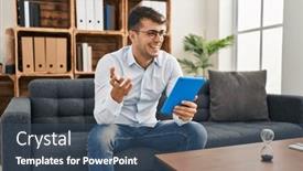  Presentation with psychology - Theme enhanced with young-hispanic-man-psychologist-smiling background and a ocean colored foreground