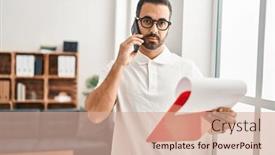  Presentation with report - PPT theme consisting of young-hispanic-man-psychologist-talking background and a coral colored foreground