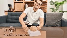  Presentation with psychology - Slide set having young-hispanic-man-psychology-holding background and a coral colored foreground