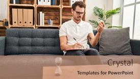  Presentation with psychology - Slide set consisting of young-hispanic-man-psychology-prescibe background and a coral colored foreground