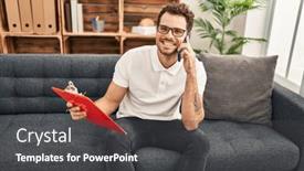  Presentation with psychology - PPT theme having young-hispanic-man-psychology-talking background and a dark gray colored foreground