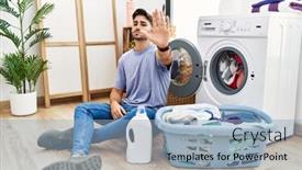  Presentation with hand washing - PPT layouts enhanced with young-hispanic-man-putting-dirty background and a light blue colored foreground